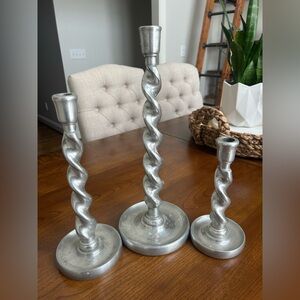 Arthur Court Silver Spiral Candle Holders Set